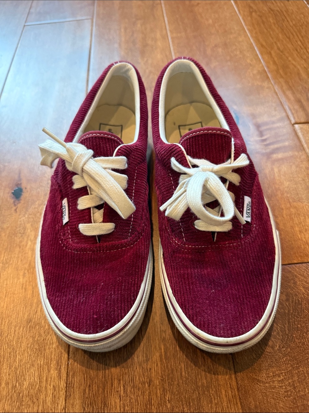 Vans Kids Burgundy Corduroy Low-Top Sneakers with Cream Laces